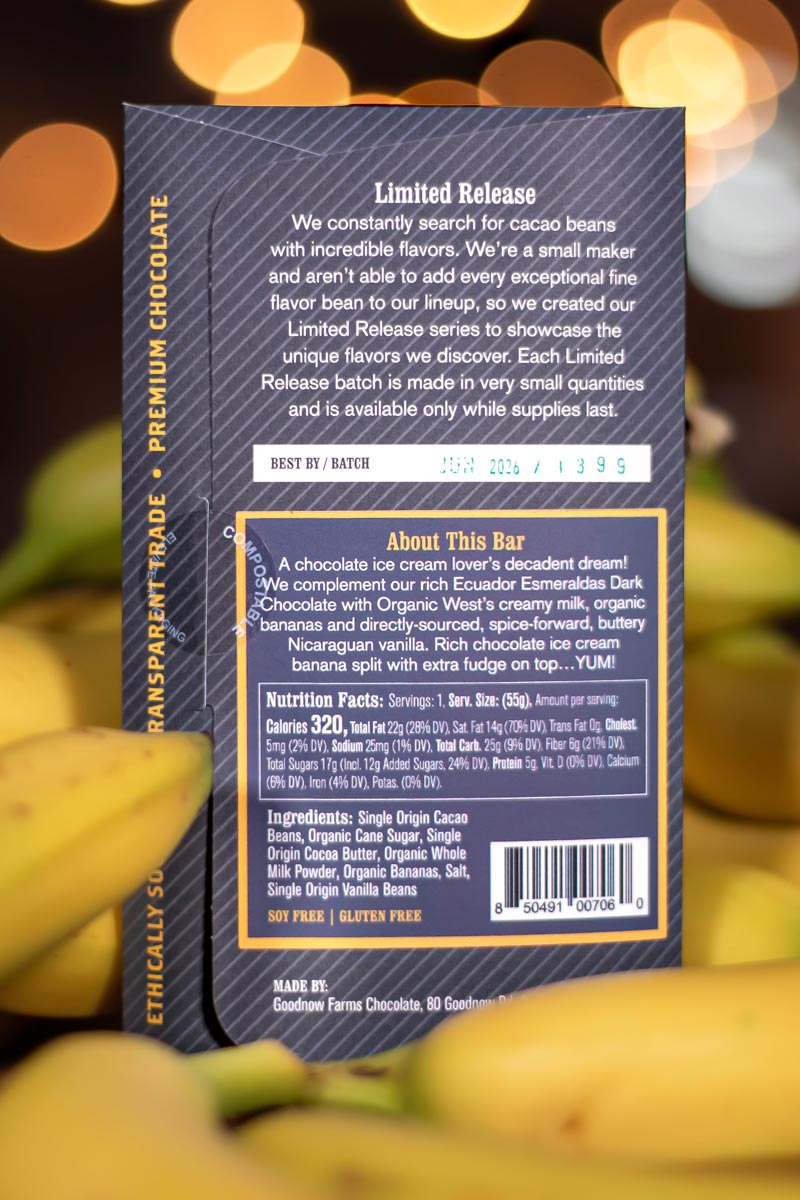 Limited Release, Chocolate Banana Split - Goodnow Farms Chocolate