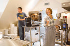 Goodnow Farms Cofounders Monica and Tom in the chocolate factory preparing Ucayali chocolate