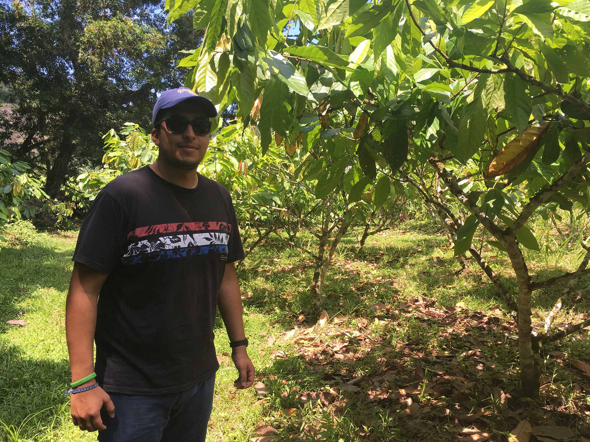 Freddy on the farm.  These trees are about five years old.